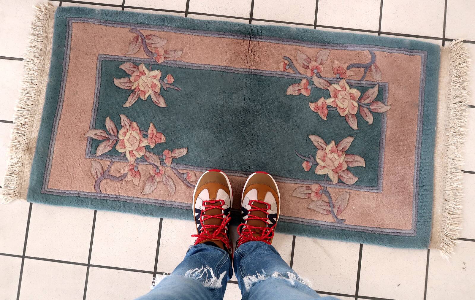 Tapis Vintage Art Déco Chinois Fait Main – 61 x 121 cm - 1C1030