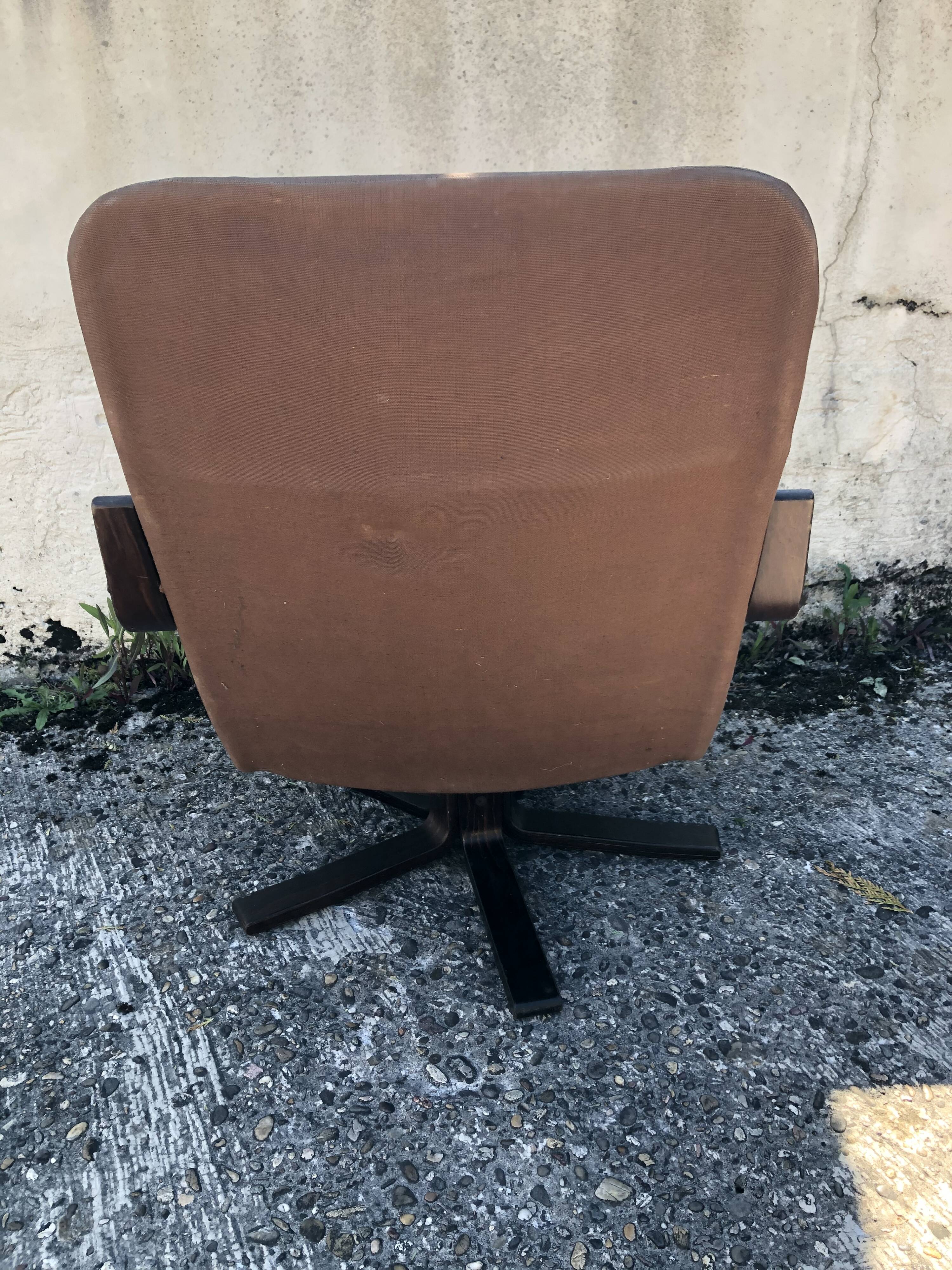 Vintage leather lounge armchair 60s