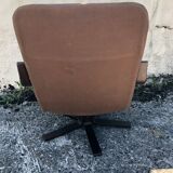 Vintage leather lounge armchair 60s