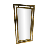 Bronze Mirror with Gilded Frame Belgo Chrom Belgium 1970 70x140cm