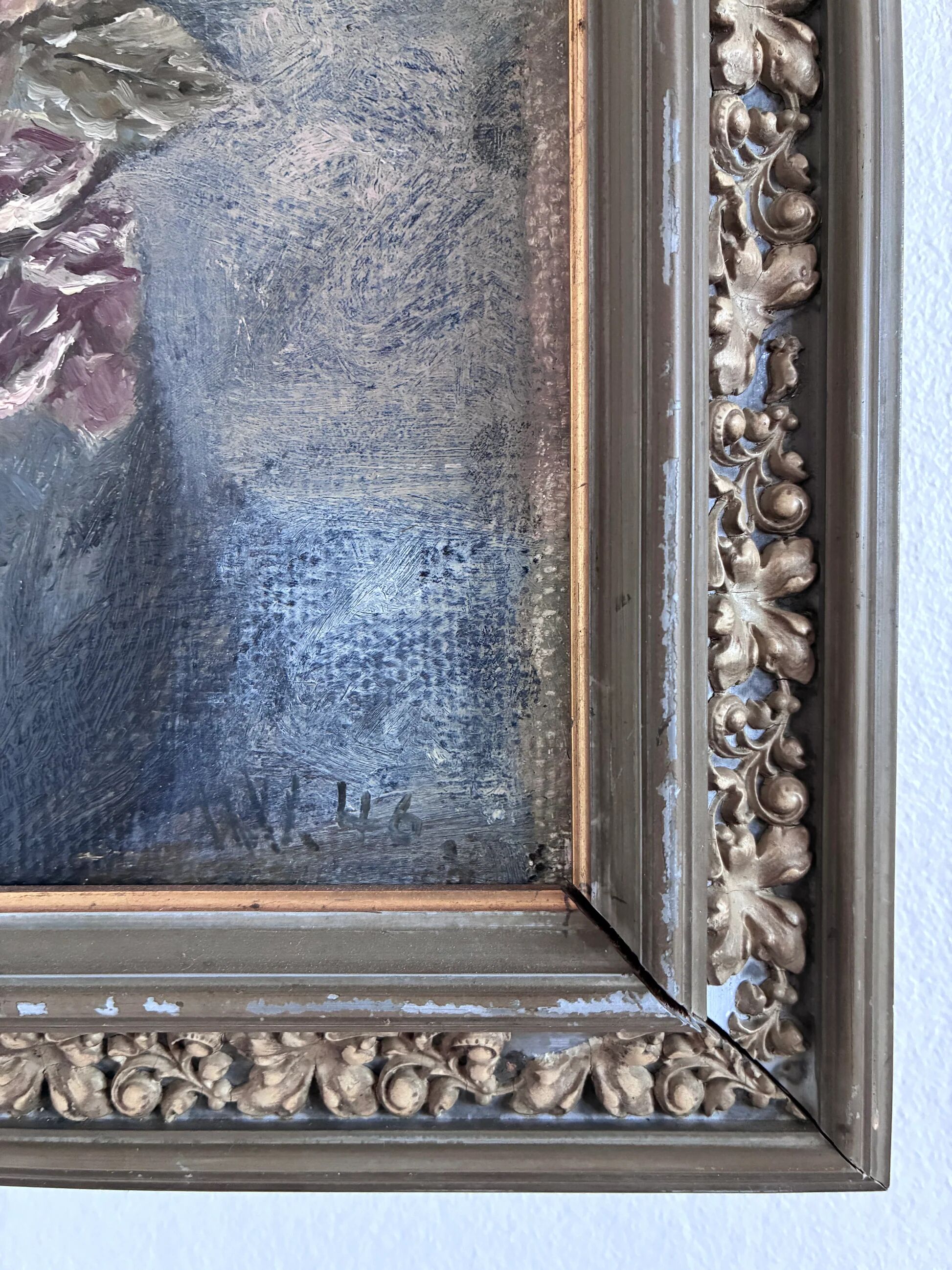 Vintage original flower oil painting, flower still life art