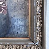 Vintage original flower oil painting, flower still life art