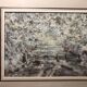 Painting j. garelli winter landscape 01/86 under glass + wood frame