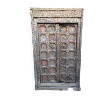 Very old Indian door from Rajasthan in functional teak.