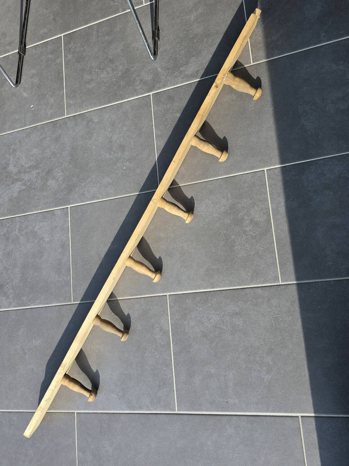 Antique wooden coat rack with 6 hooks