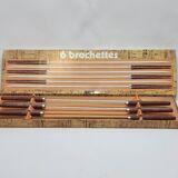 Set of 6 vintage skewers in stainless steel and wood in their box