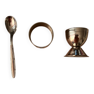 Vintage 70's stainless steel egg cup set