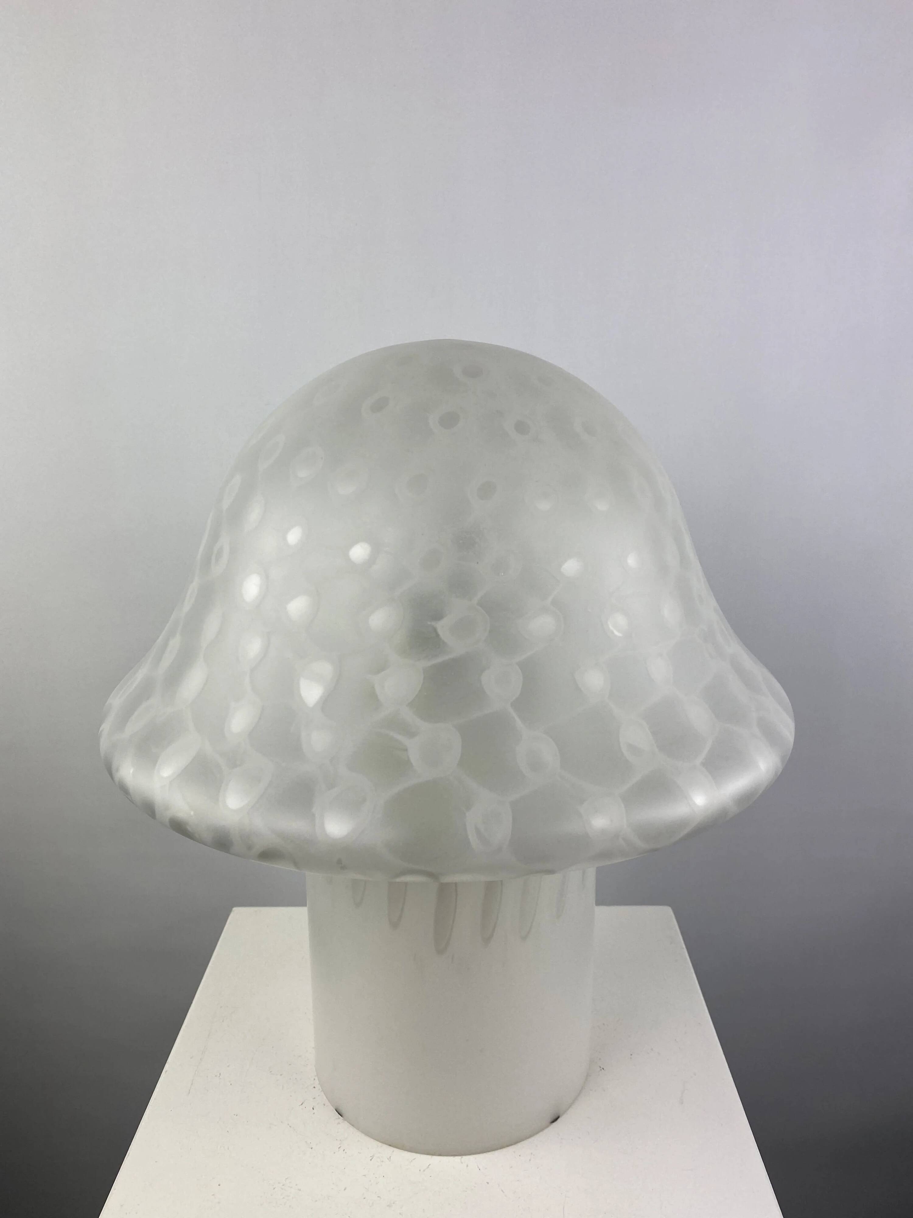 Large XL mushroom table lamp in white glass by Peill and Putzler 1970