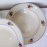 Set of 4 soup plates from the Gien factory, Nice model, in porcelain