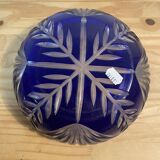 Cobalt Blue Cut Glass Salad Bowl