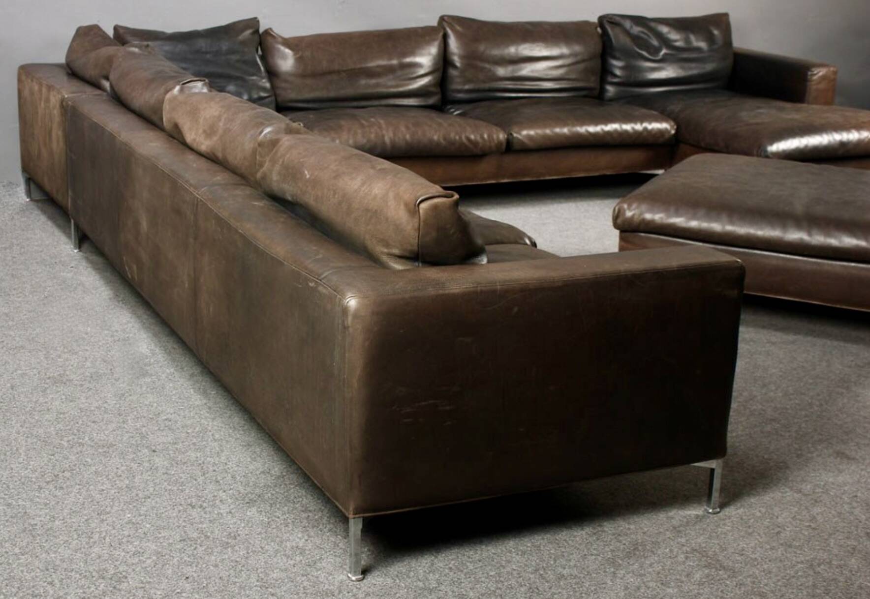 Gigantic modular leather sofa design for 12 people.