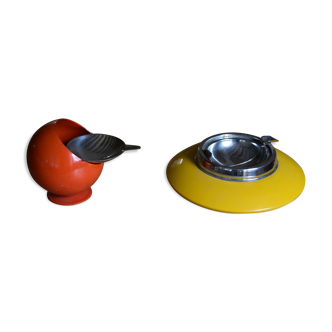 Paire de cendriers boules design des années 60/70