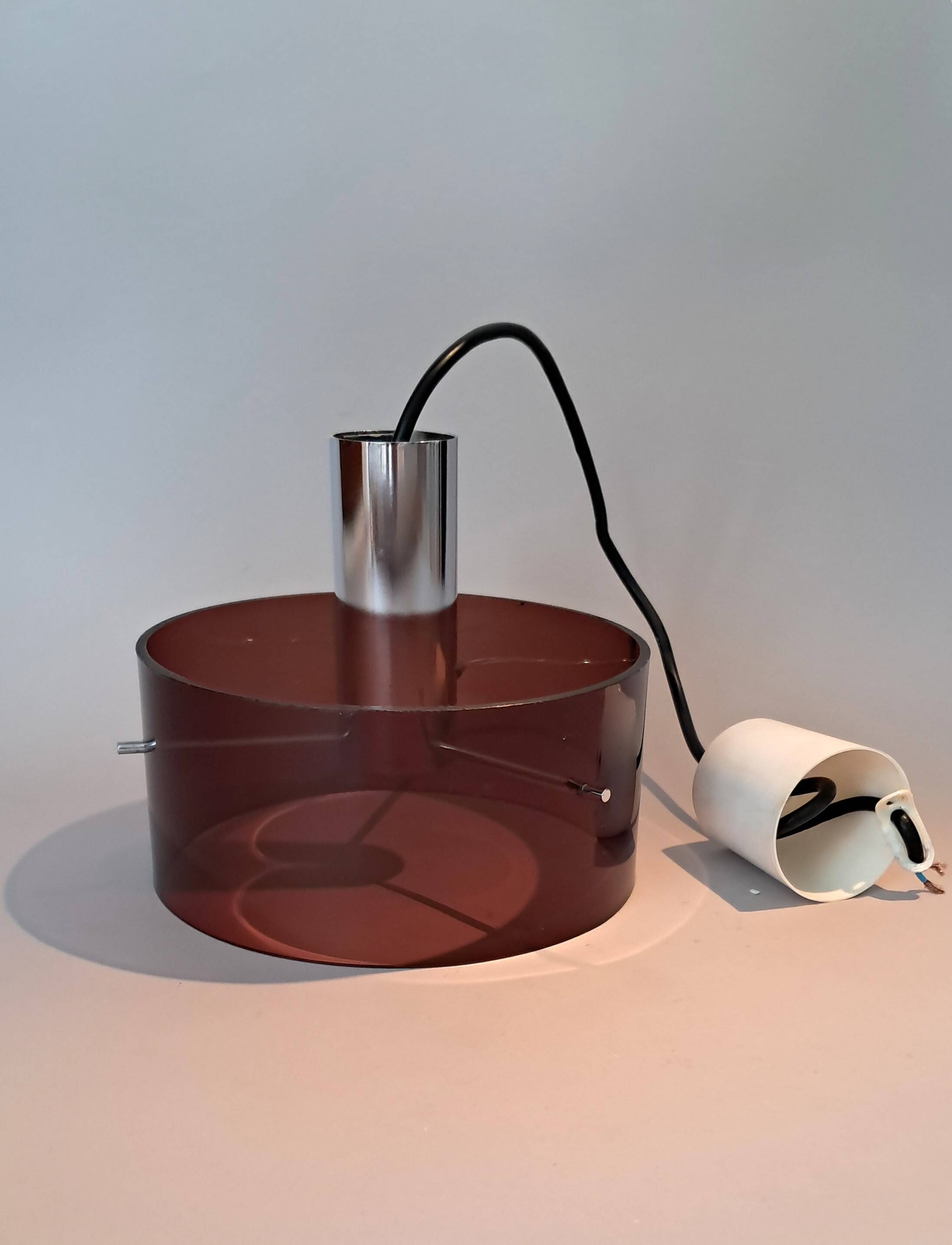 Oxar 1970 pendant light in smoked brown pvc.
