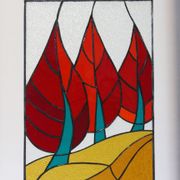 Vitrail décoratif Tulipes – Fleur stylisée en verre coloré, 41 × 68 cm