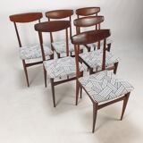 Set of 6 Mid Century Italian Teak Dining Chairs, 1950s