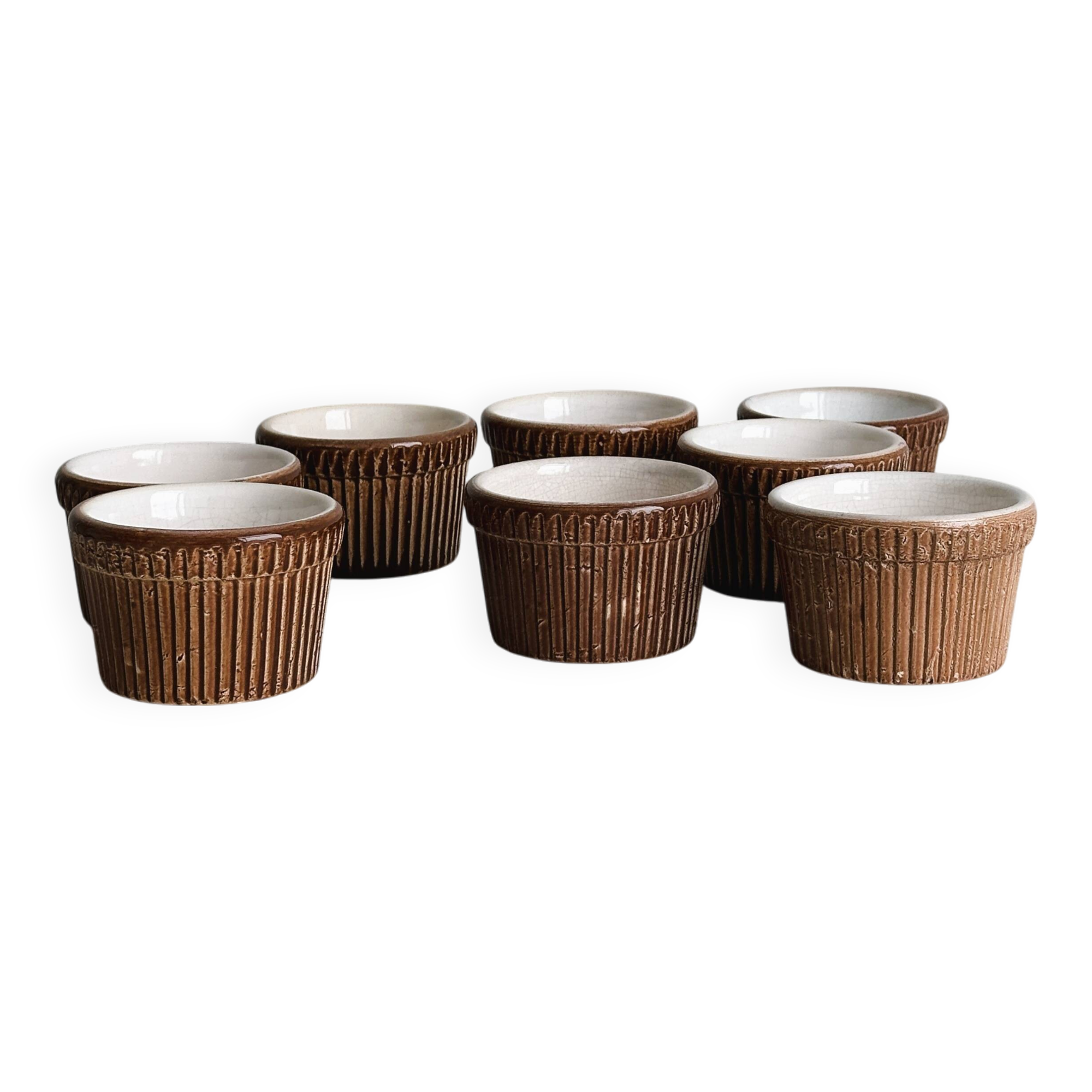 8 ramekins in old Belgian ceramic