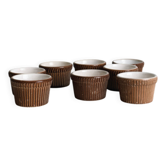 8 ramekins in old Belgian ceramic