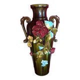 Grand Vase en Barbotine. XIX siècle.