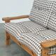 Vintage Two-Seater Pine Sofa with Original Checked Upholstery, 1970s