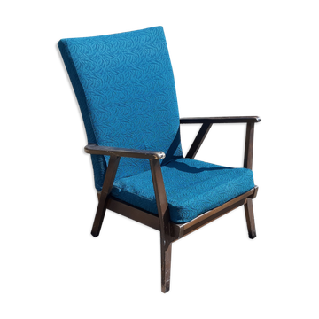 Fauteuil année 50 bois et tissus