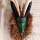Masque tribal ancien en bois et fibre raphia
