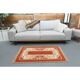 1970's Vintage Turkish Milas Handmade Wool Cotton Orange Area Rug 88x136
