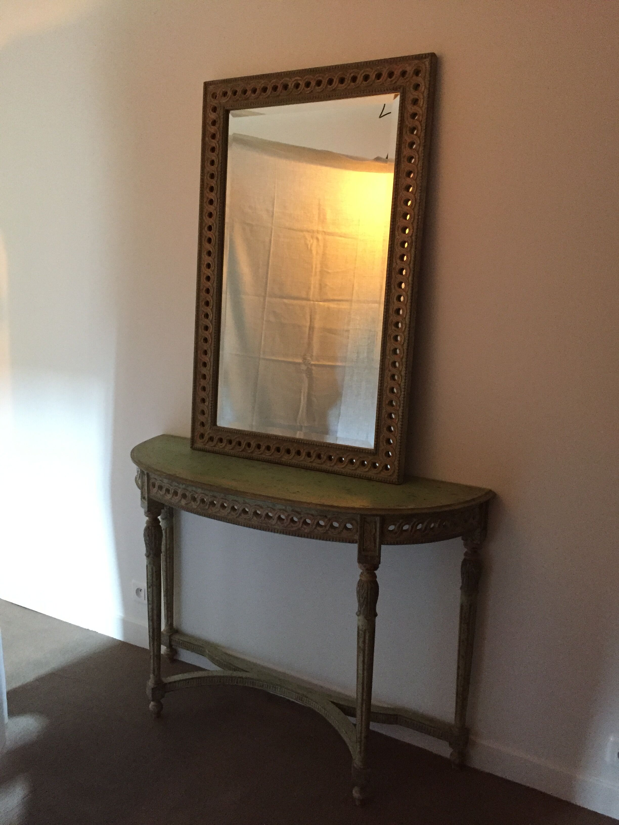Diptyque console et miroir Louis XVI en bois