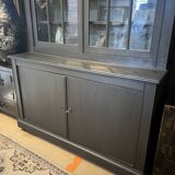 Two-body bookcase, painted in black and gray, Restoration Style model