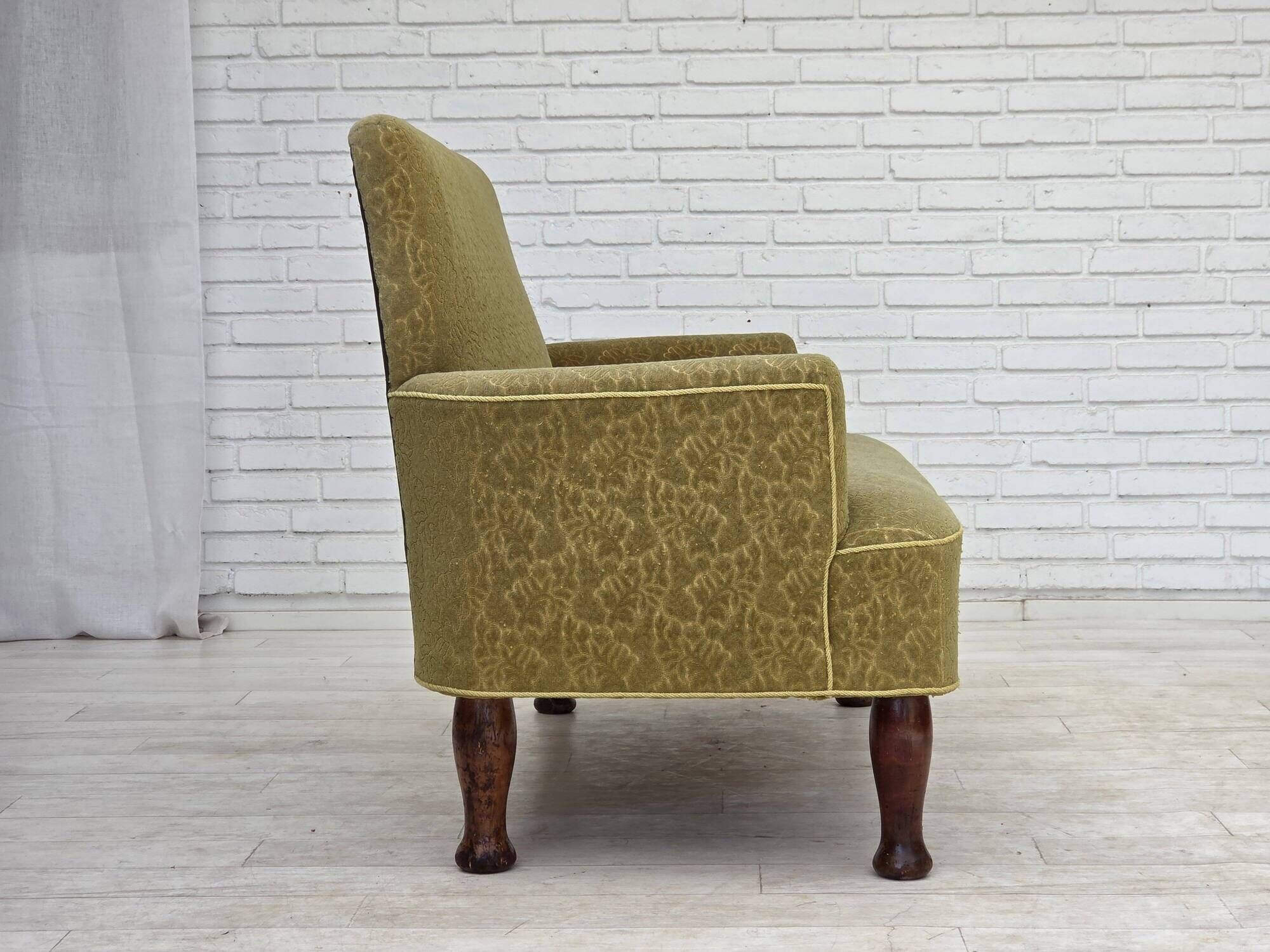 1950s, Danish 2-seater sofa, green furniture wool fabric.