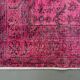 Turkish rug pink 300x200 cm, vintage overdyed tribal wool carpet large 2511