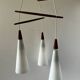 Vintage Scandinavian suspension triple teak and opaline.