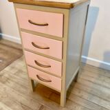 Beige and pale pink revamped 4-drawer bedside table