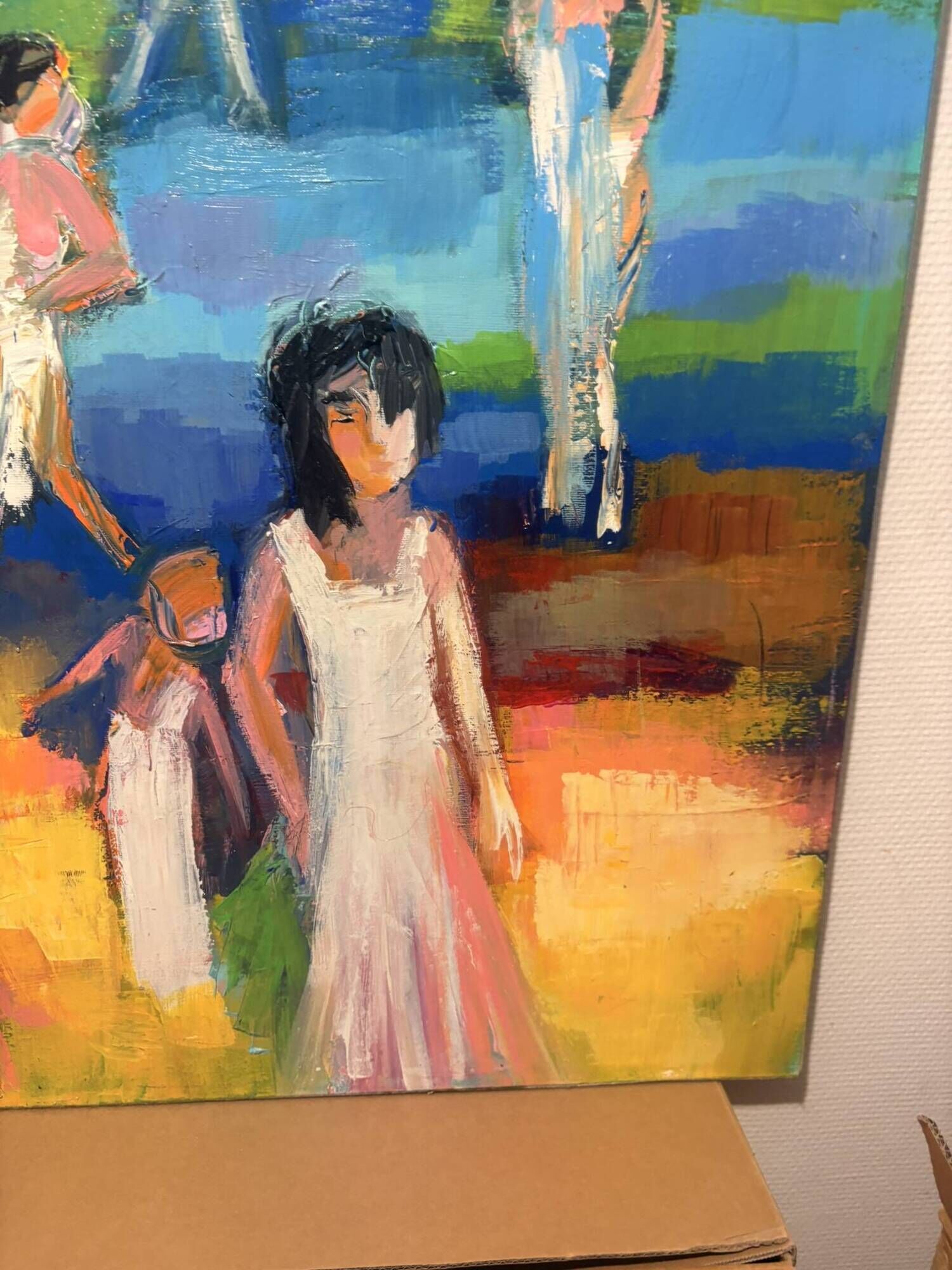 Oil Painting Canvas Deloison Abstract Modern Woman Perfume Beach