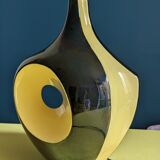 Yellow and black ceramic lamp base, vintage, 60s, freeform