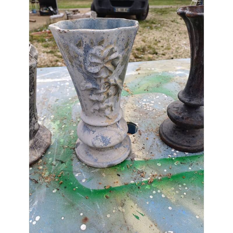 Set of 6 cast iron vases from 1900 from Charleville-Mézières