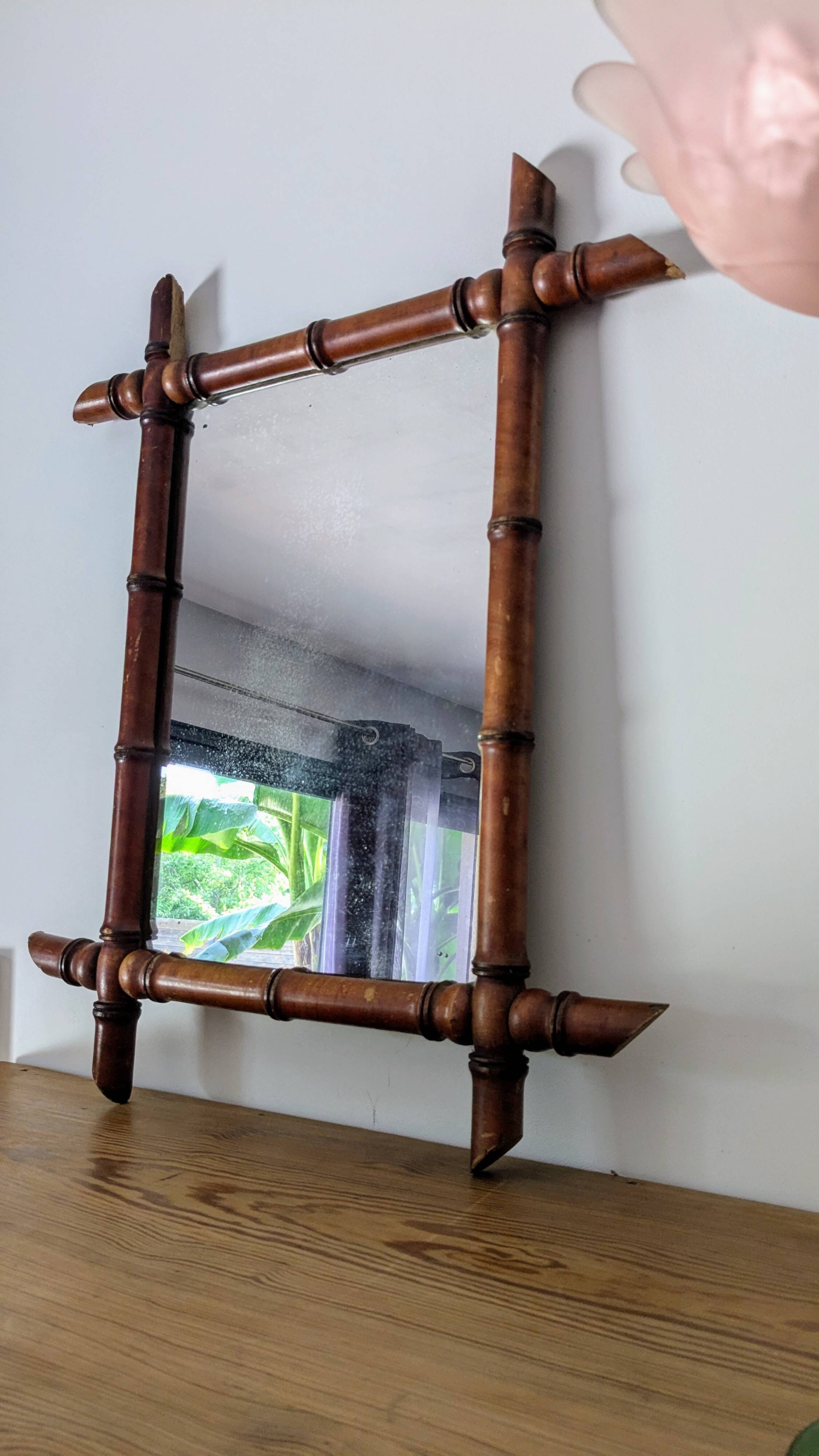 Vintage bamboo mirror 60 x 50 cm