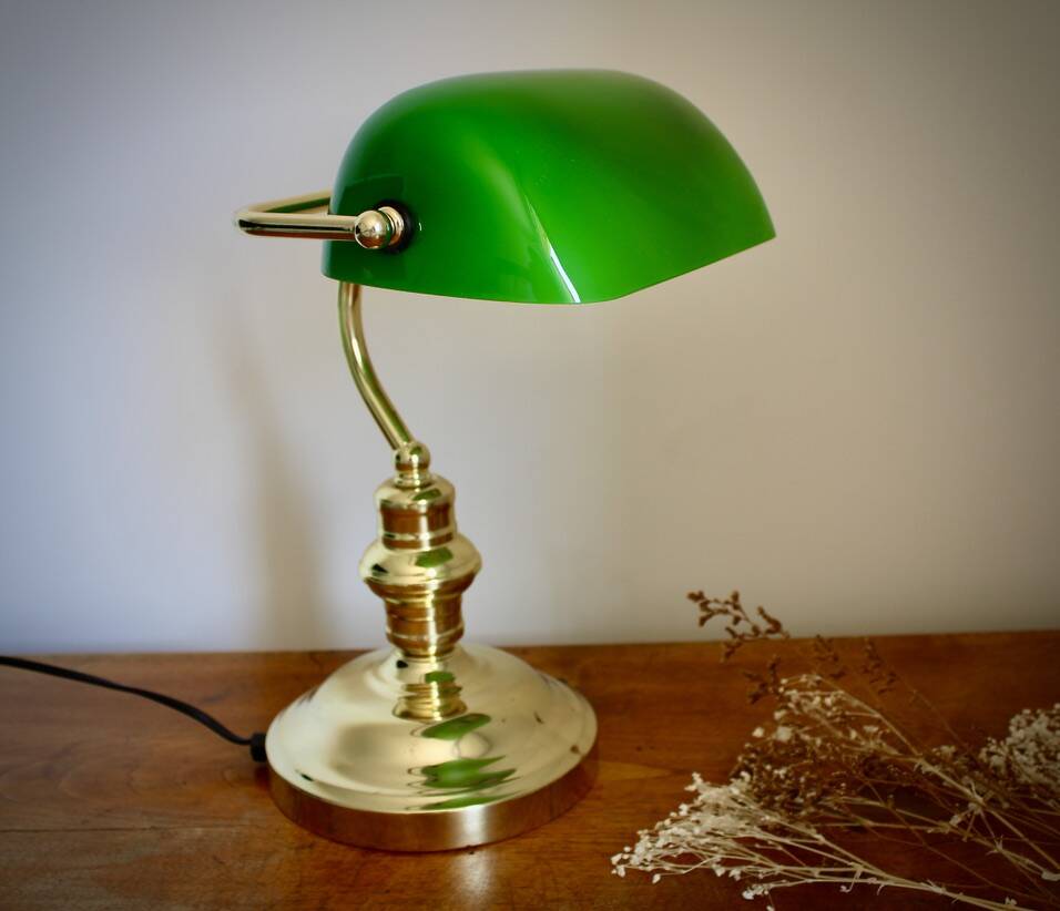 Vintage green opaline notary lamp