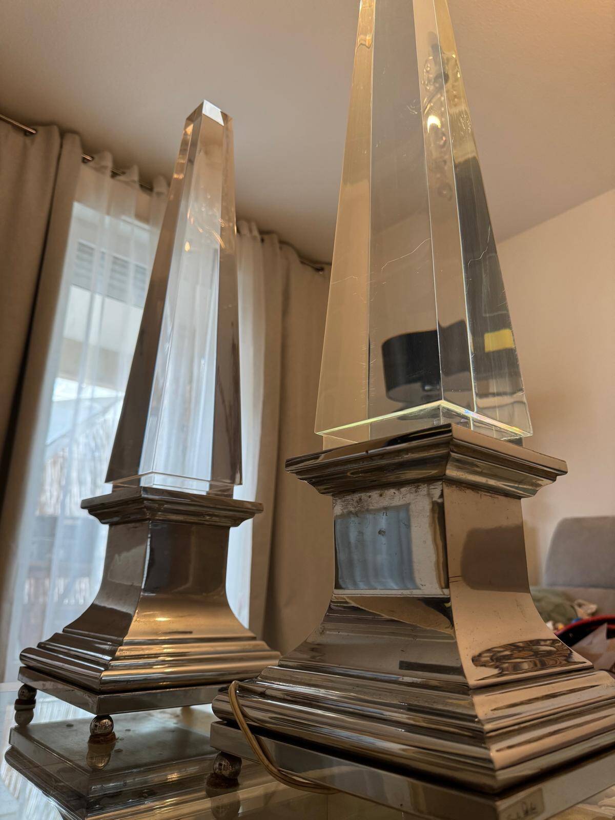 Pair of obelisk lamps by Sandro Petti for Maison Jansen — Circa 1970