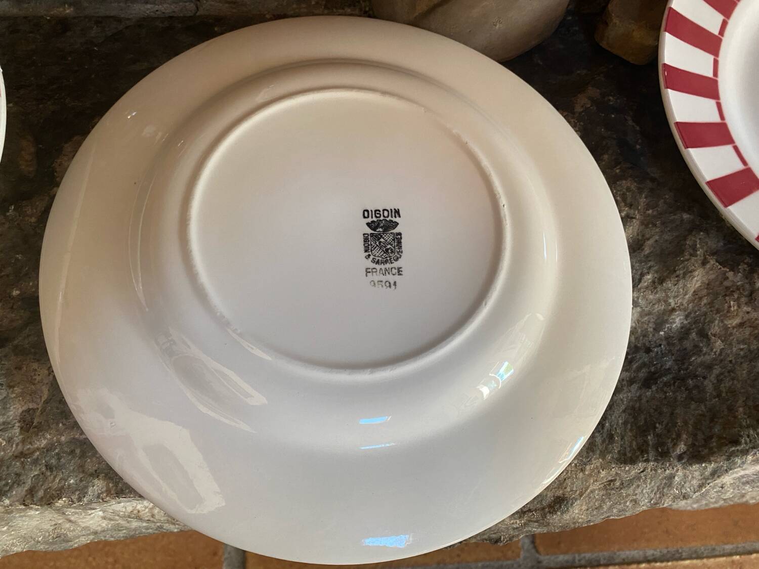 Set of 4 old Digoin flat plates