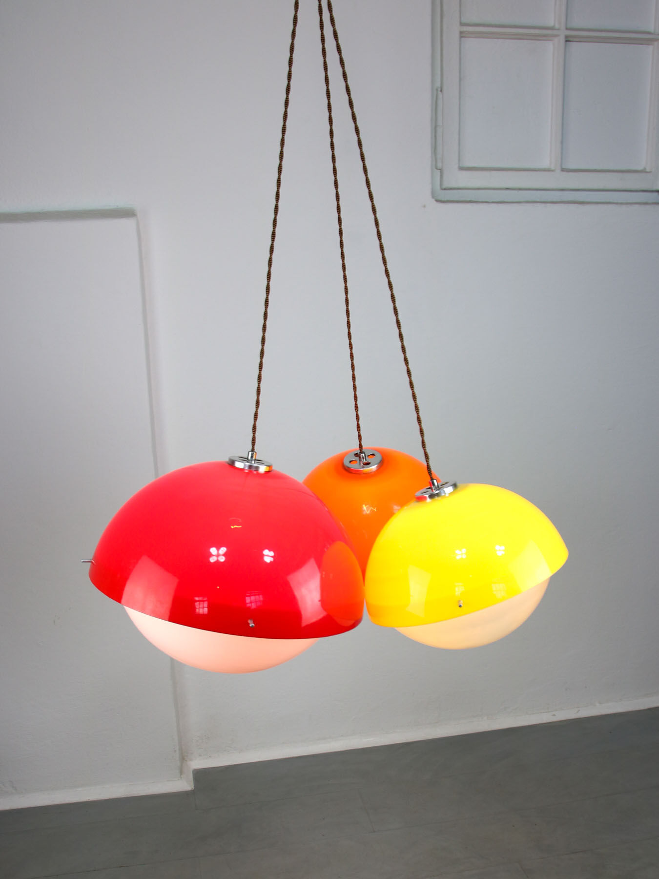 Set of 3 Space Age Pendant Lamps