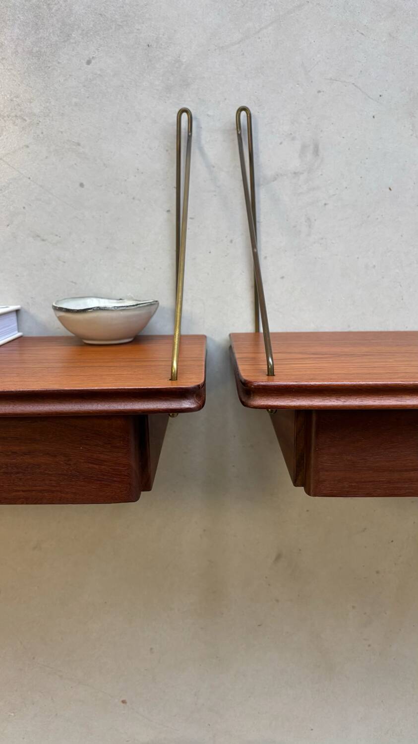 Vintage set of 2 floating nightstands - shelves