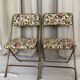 Lafuma folding chairs "Chantazur" floral upholstery from the 1960s.