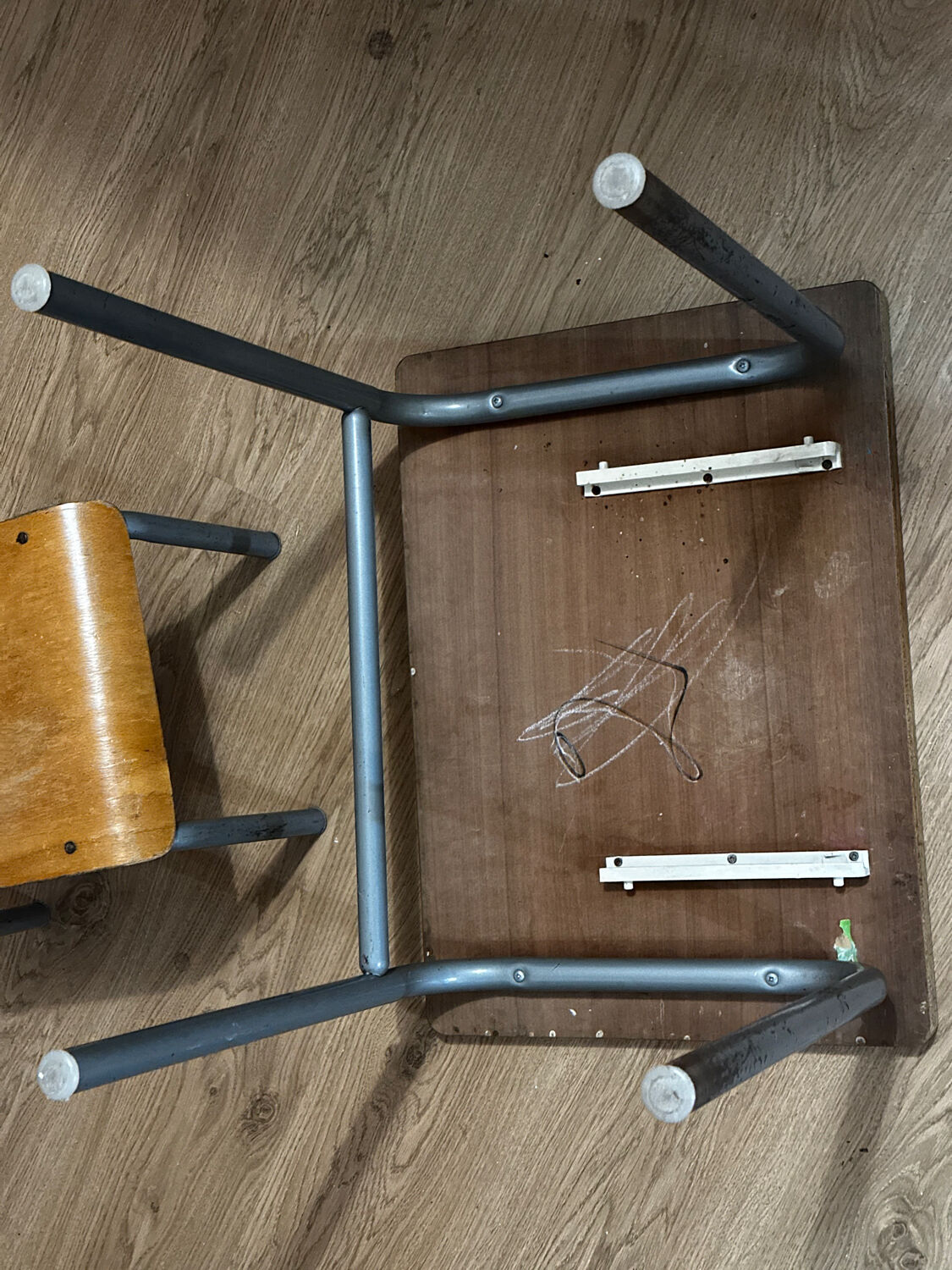 Vintage early childhood school table and chair.