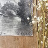 Old charcoal drawing painting