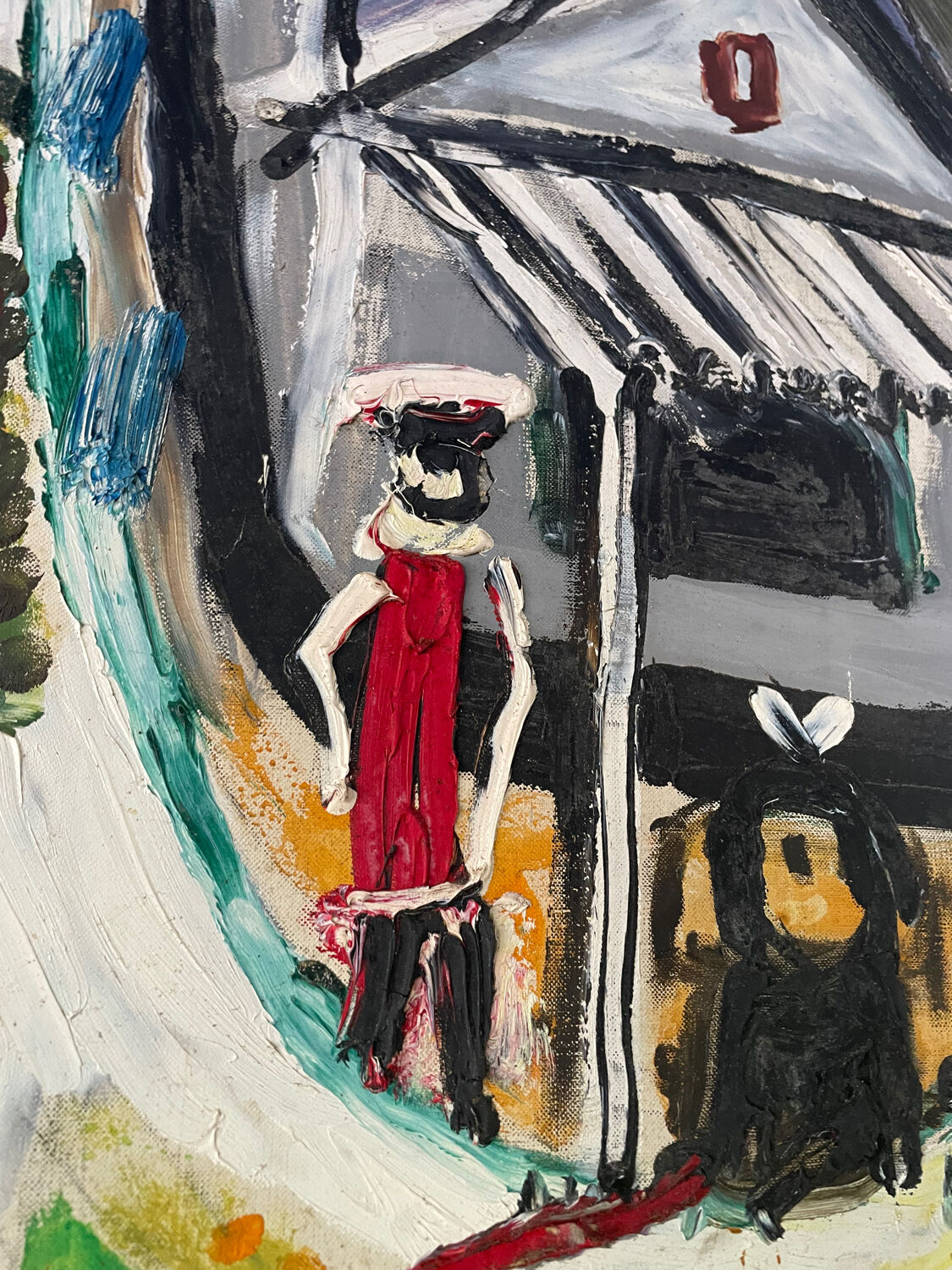 20th century school - The barge - Oil on canvas