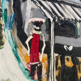 20th century school - The barge - Oil on canvas