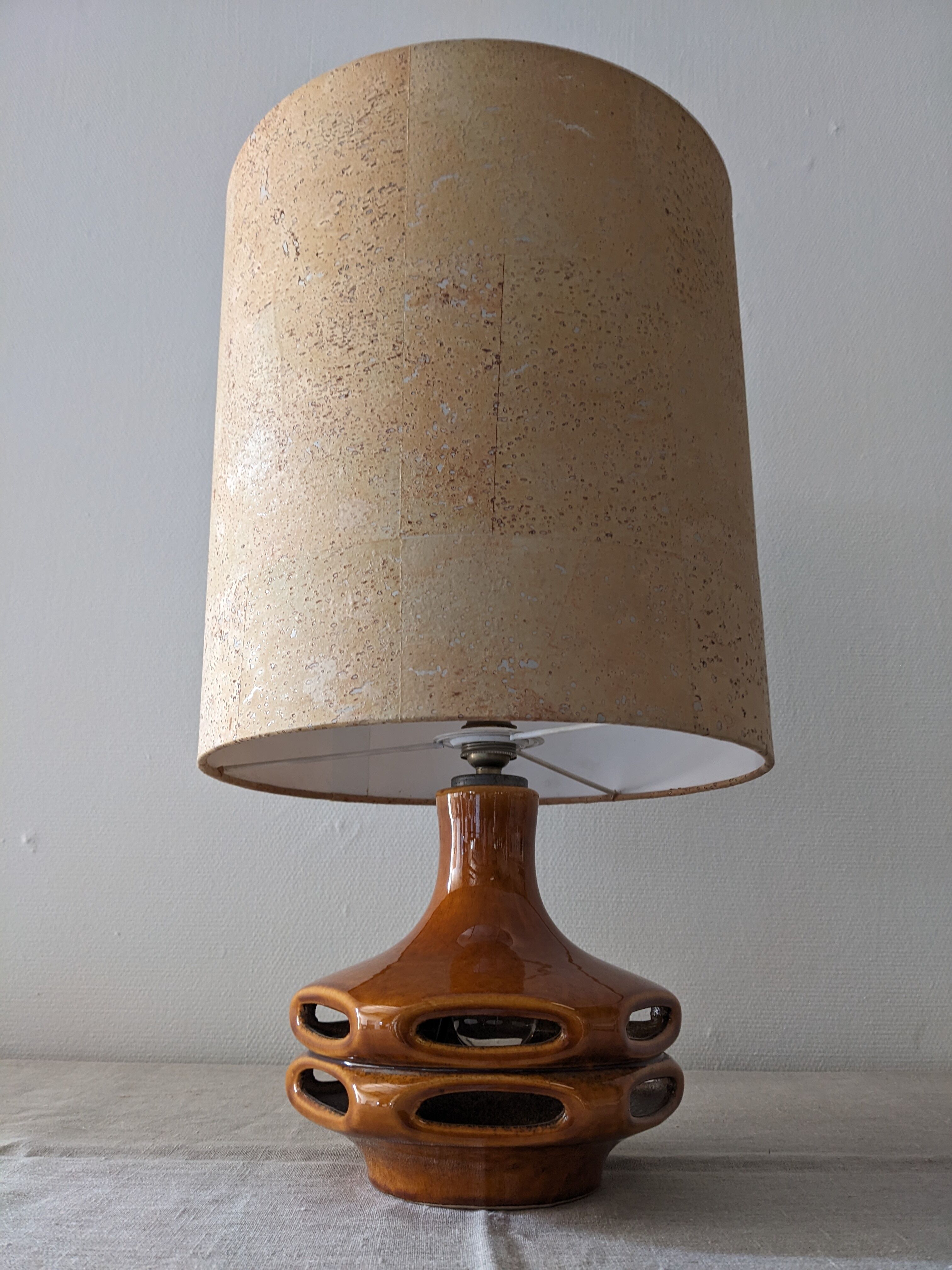 Glazed ceramic lamp from the 60s/70s West Germany