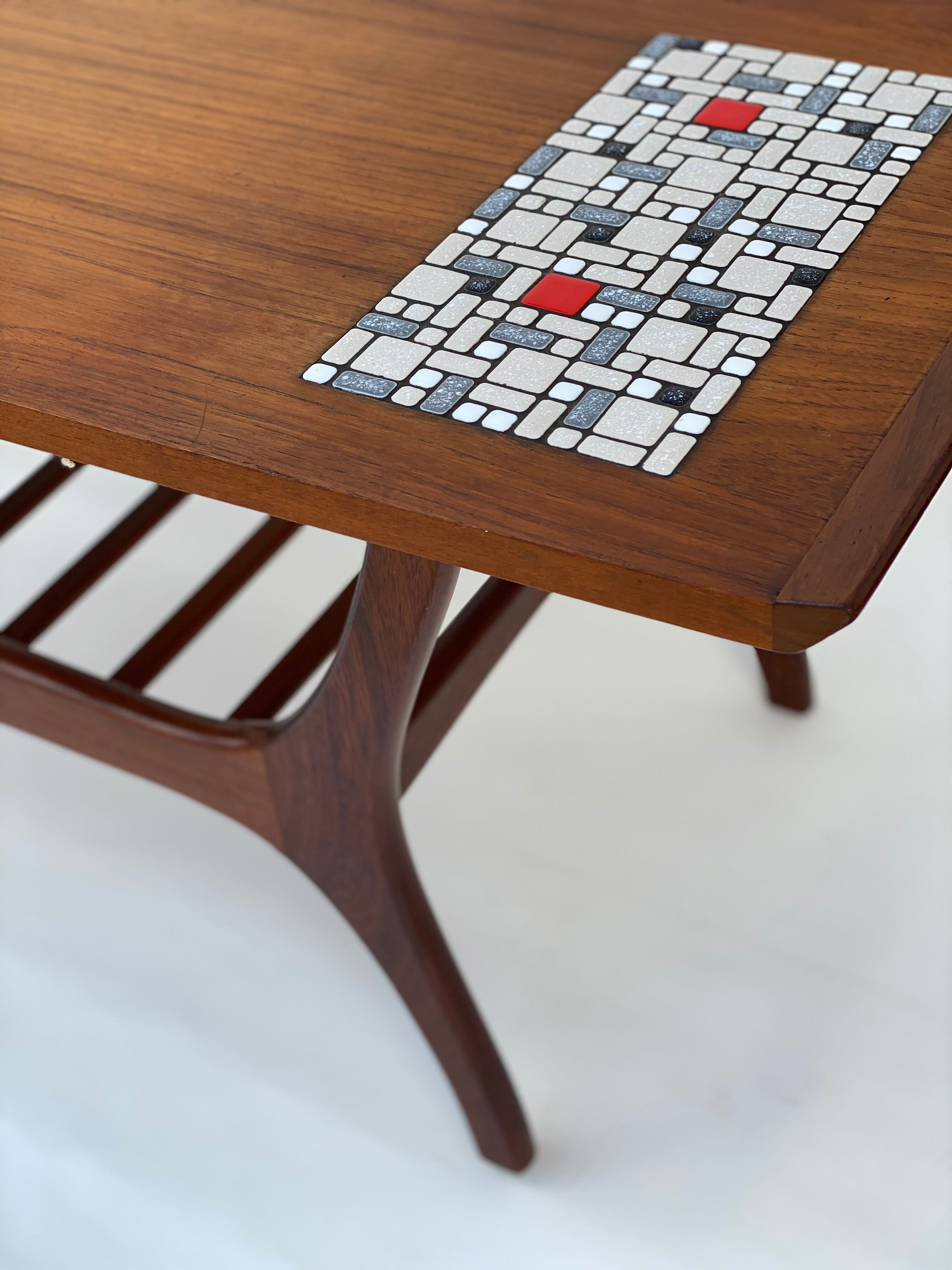 Louis Van Teeffelen Teak and Mosaic Tile Salon Table