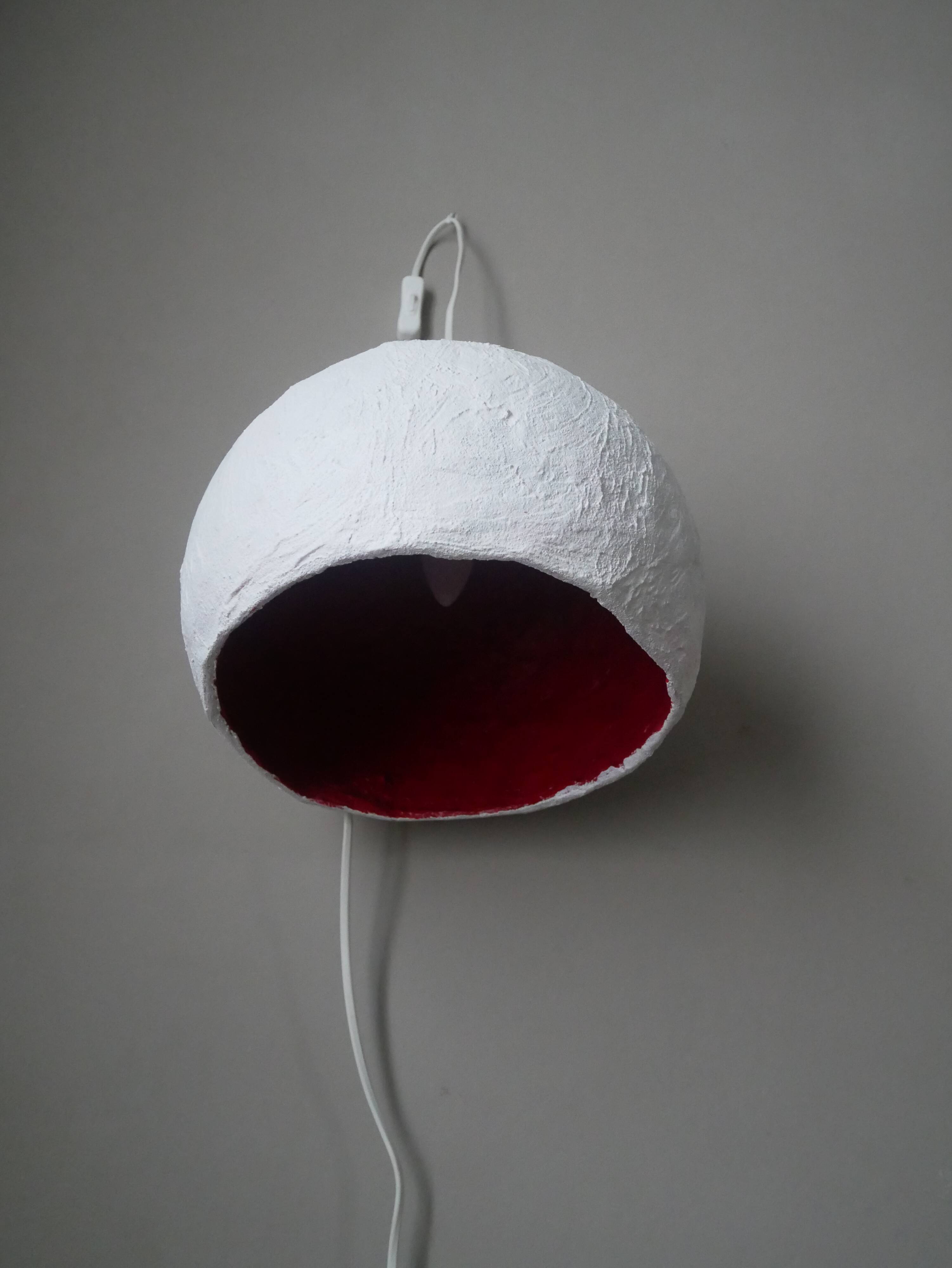 Handmade sphere lamp space age papier-mâché table lamp vintage design 70s contemporary