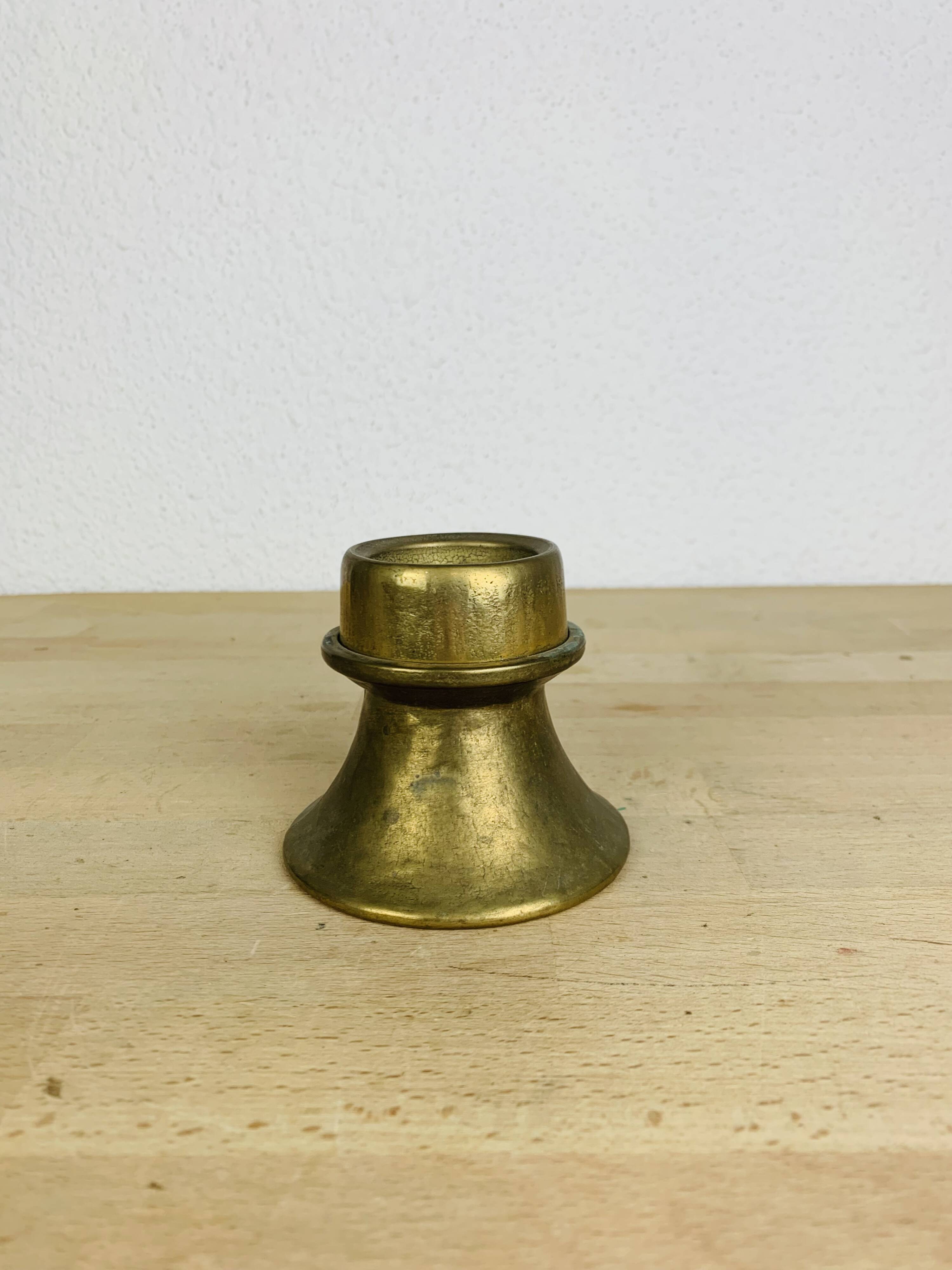 Scandinavian style gold-plated brass candle holder, vintage